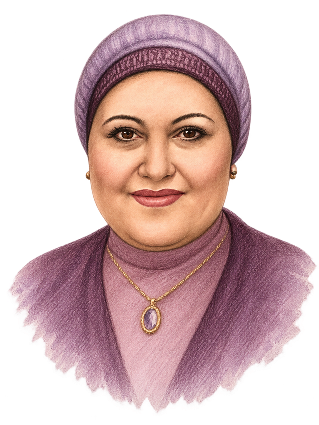 A softly colourised illustrated portrait of Fifi, the storyteller behind the garden
